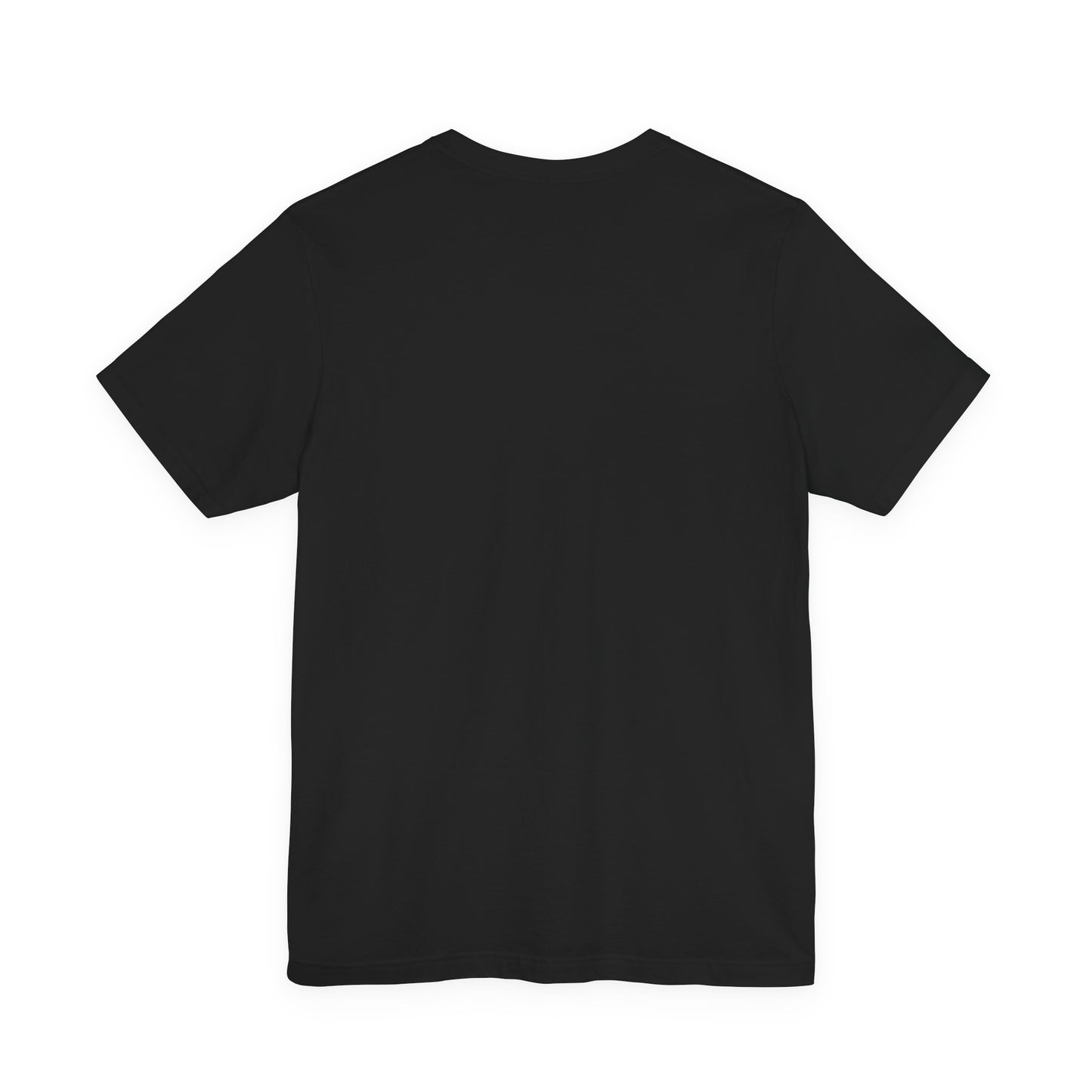 Black blank T-shirt from Printify shown from the back for bold wildlife print shirt design