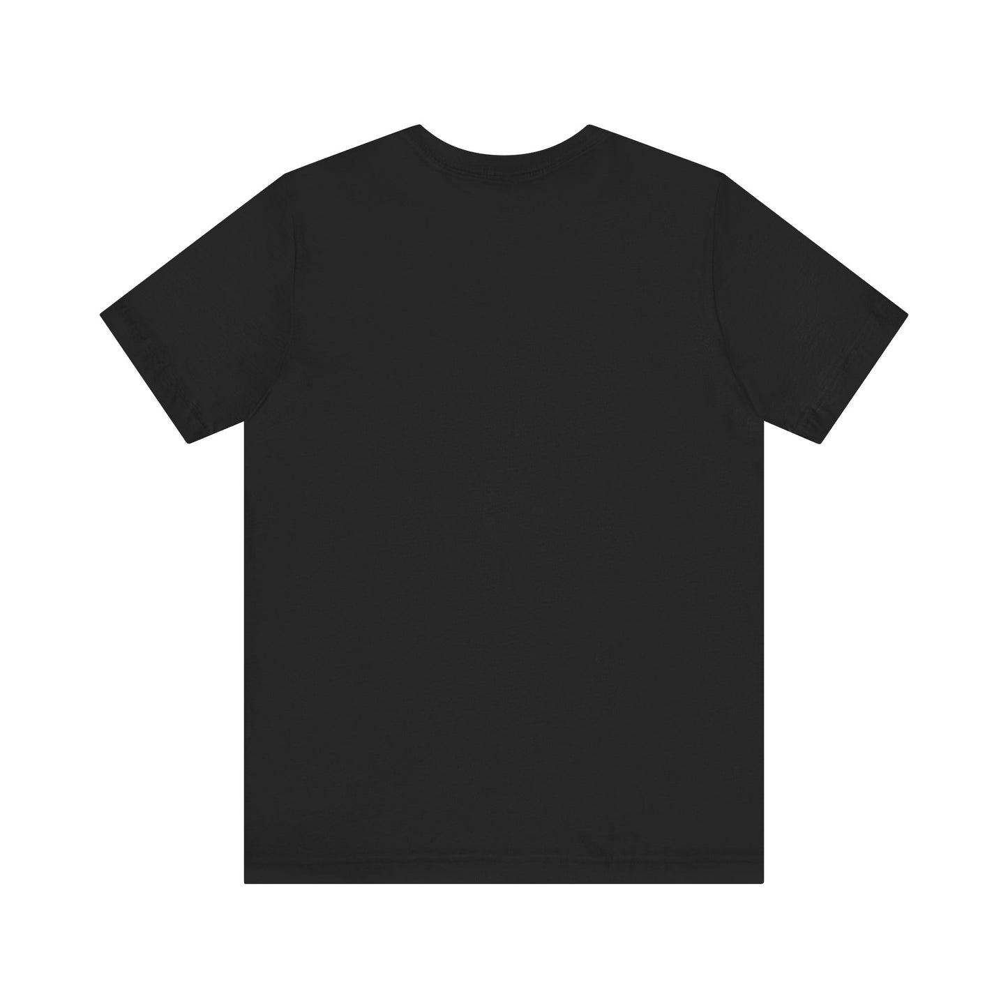 Black Printify t-shirt shown from back, plain design with no visible bold wildlife print shirt graphics