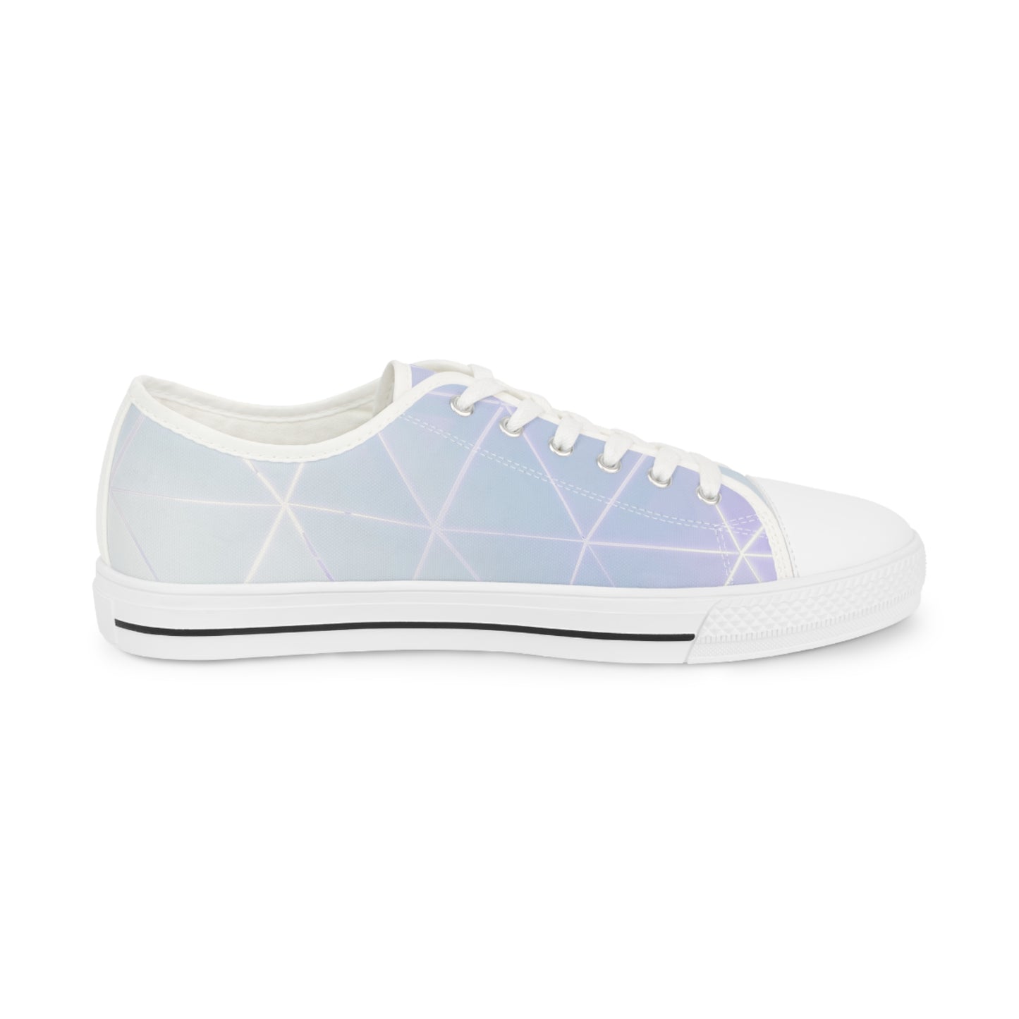 PJ Designs white low-top geometric pattern sneakers for men with lace-up closure and rubber sole