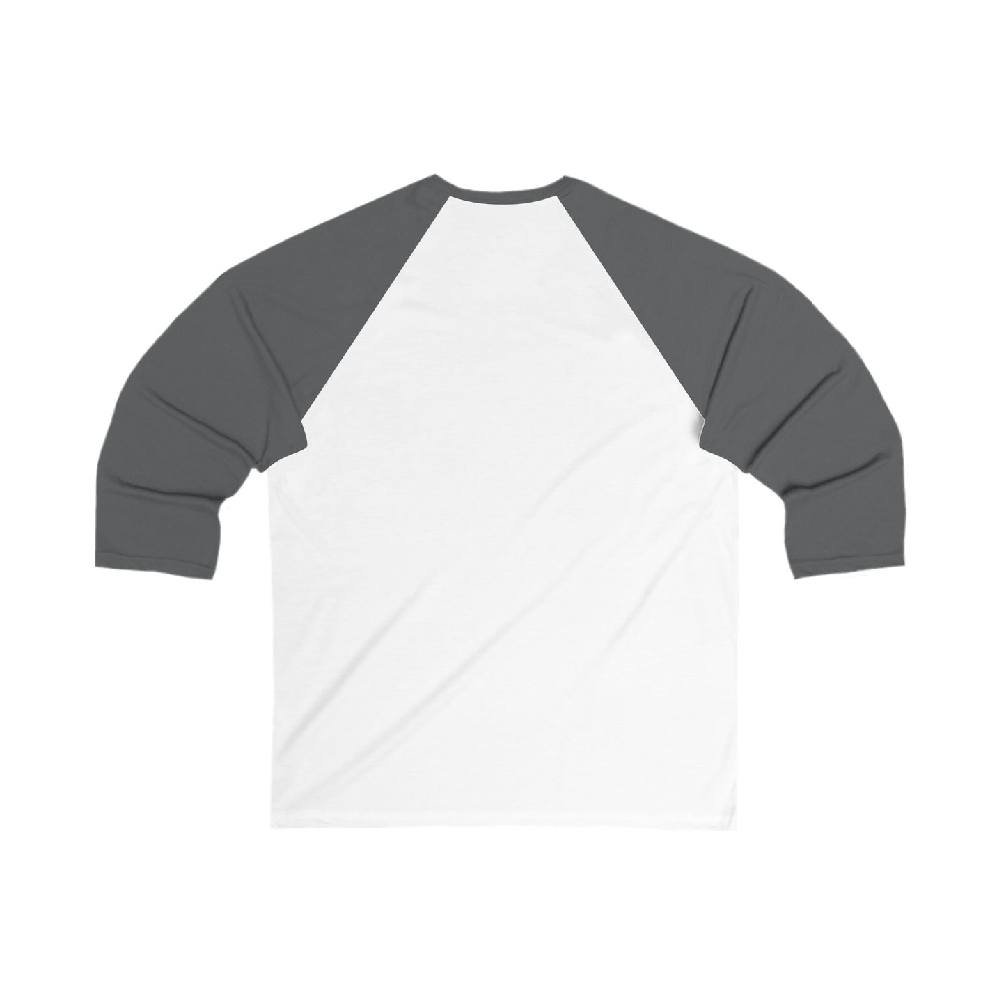 PJ Designs motivational 3/4 sleeve shirt with white body and dark gray sleeves back view