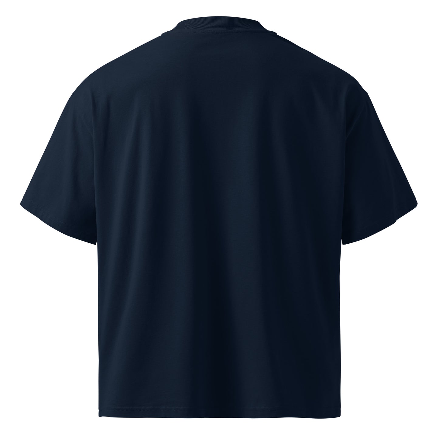 PJ Designs navy blue sustainable unisex fashion shirt plain back view short sleeve tee