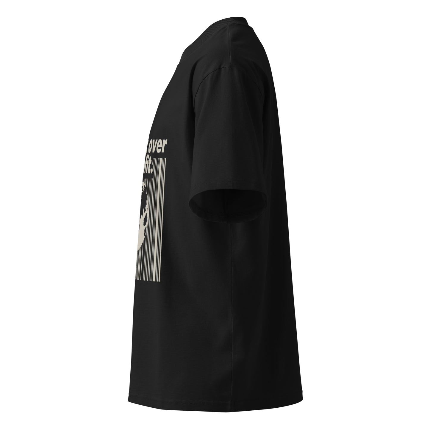 Black sustainable unisex fashion shirt by PJ Designs with a graphic print on the front side