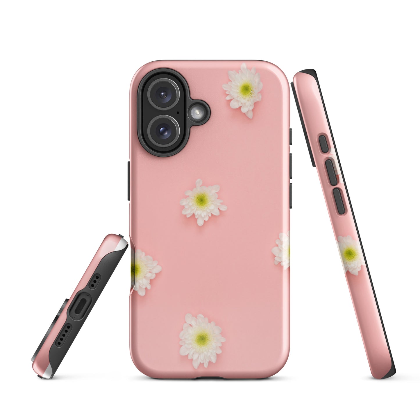 PJ Designs tough iPhone case floral design in pink with white and yellow flowers