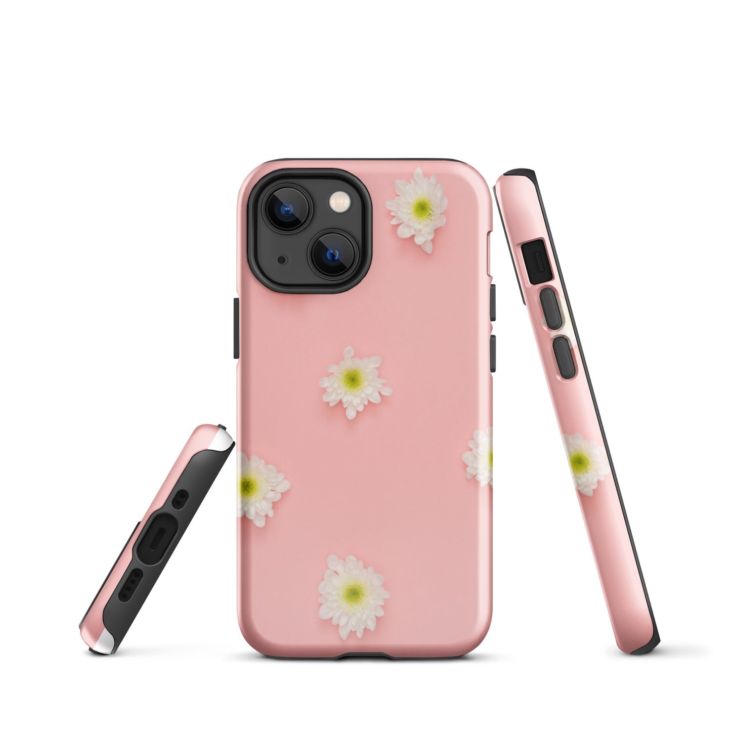 PJ Designs tough iPhone case floral design with white daisies on pink background
