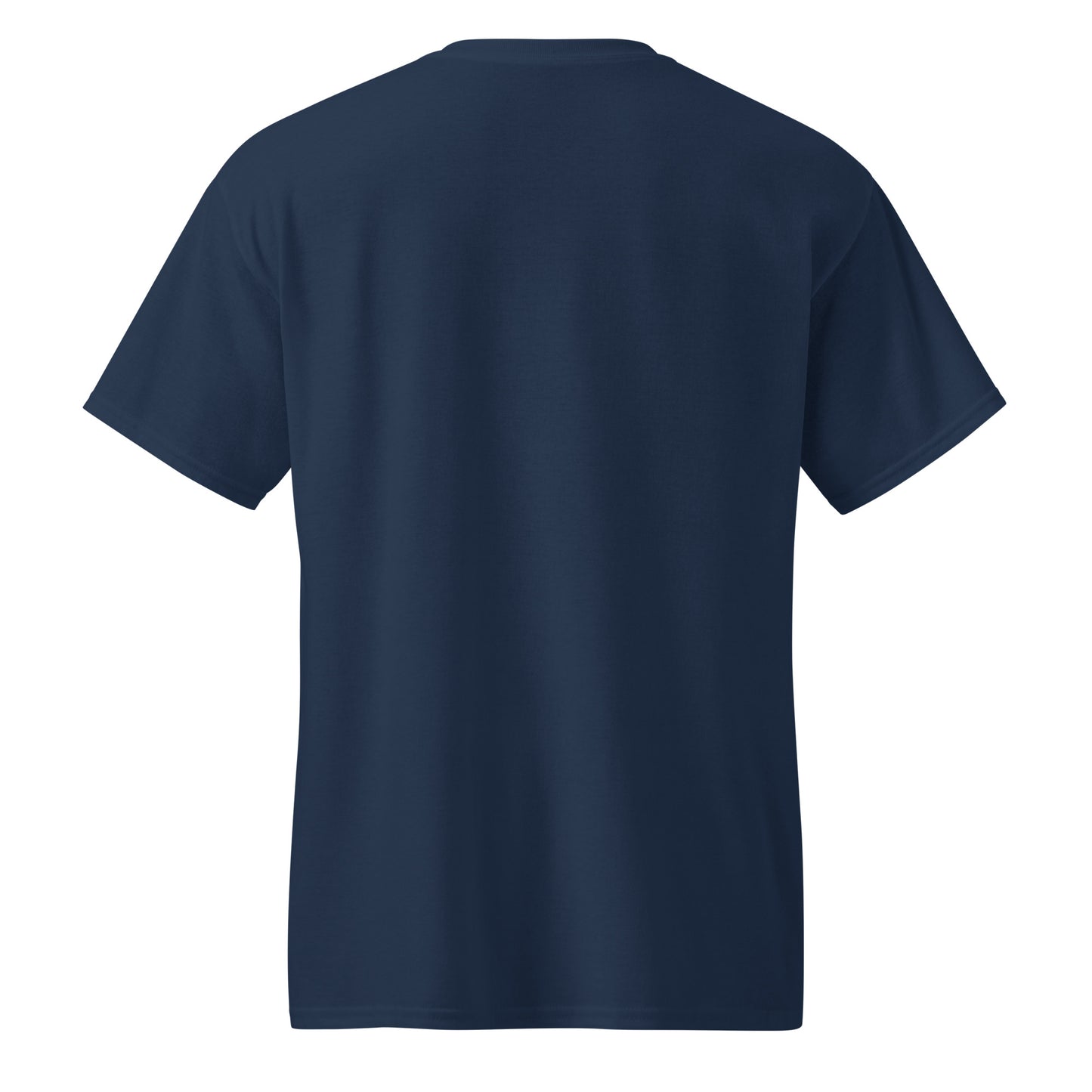 PJ Designs navy back view unisex DryBlend t-shirt short sleeve crew neck moisture wicking fabric