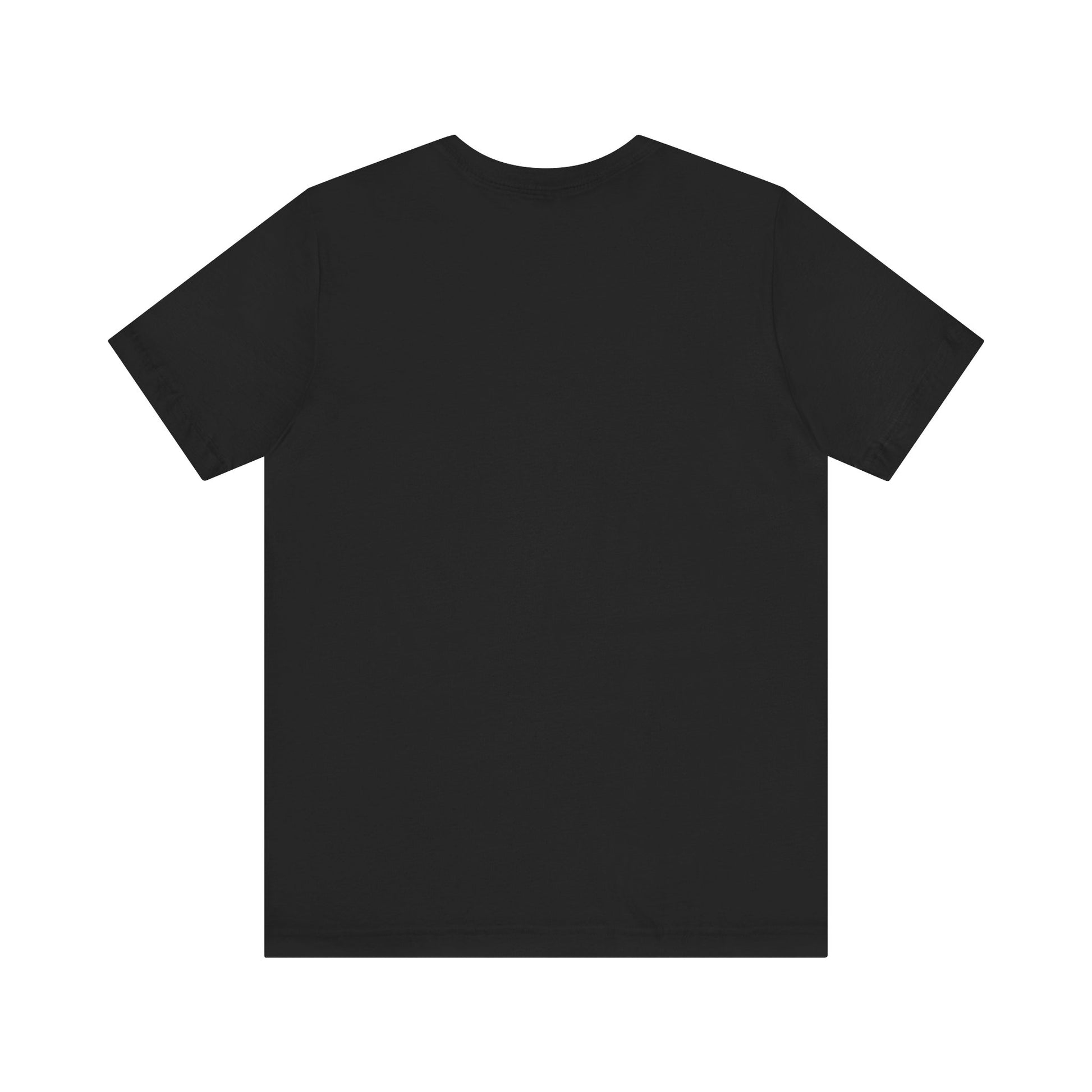 Black Printify t-shirt shown from back, plain design with no visible bold wildlife print shirt graphics