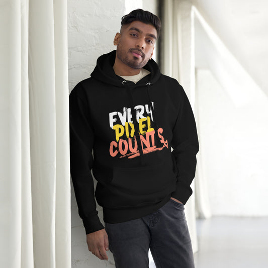PJ Designs black graphic print hoodies for men and women with colorful Every Day Counts text