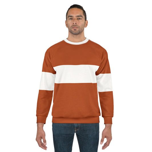 Printify fall casual sweatshirt for men and women in brown with white color block design