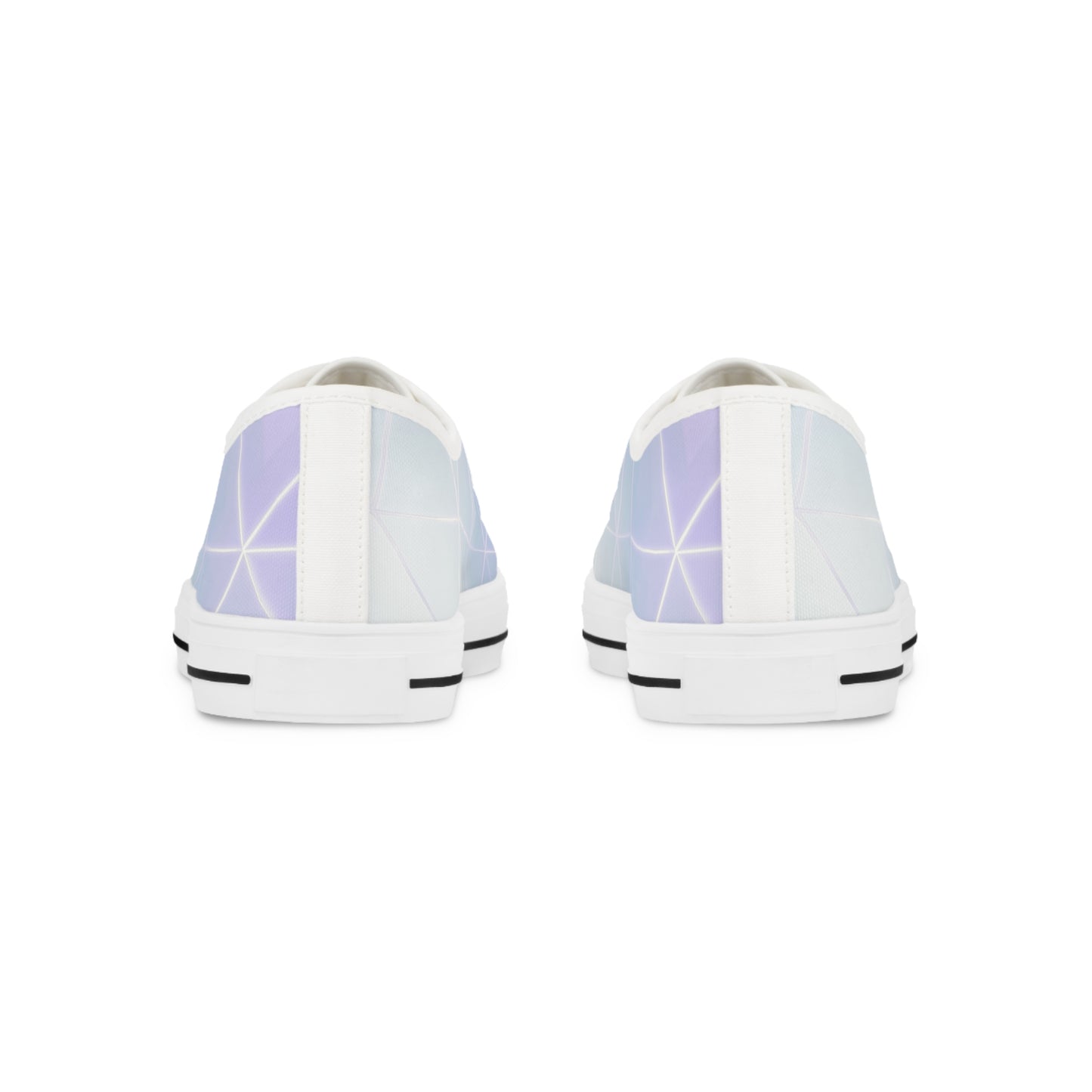 PJ Designs geometric pattern sneakers for men in pastel colors shown from the back view