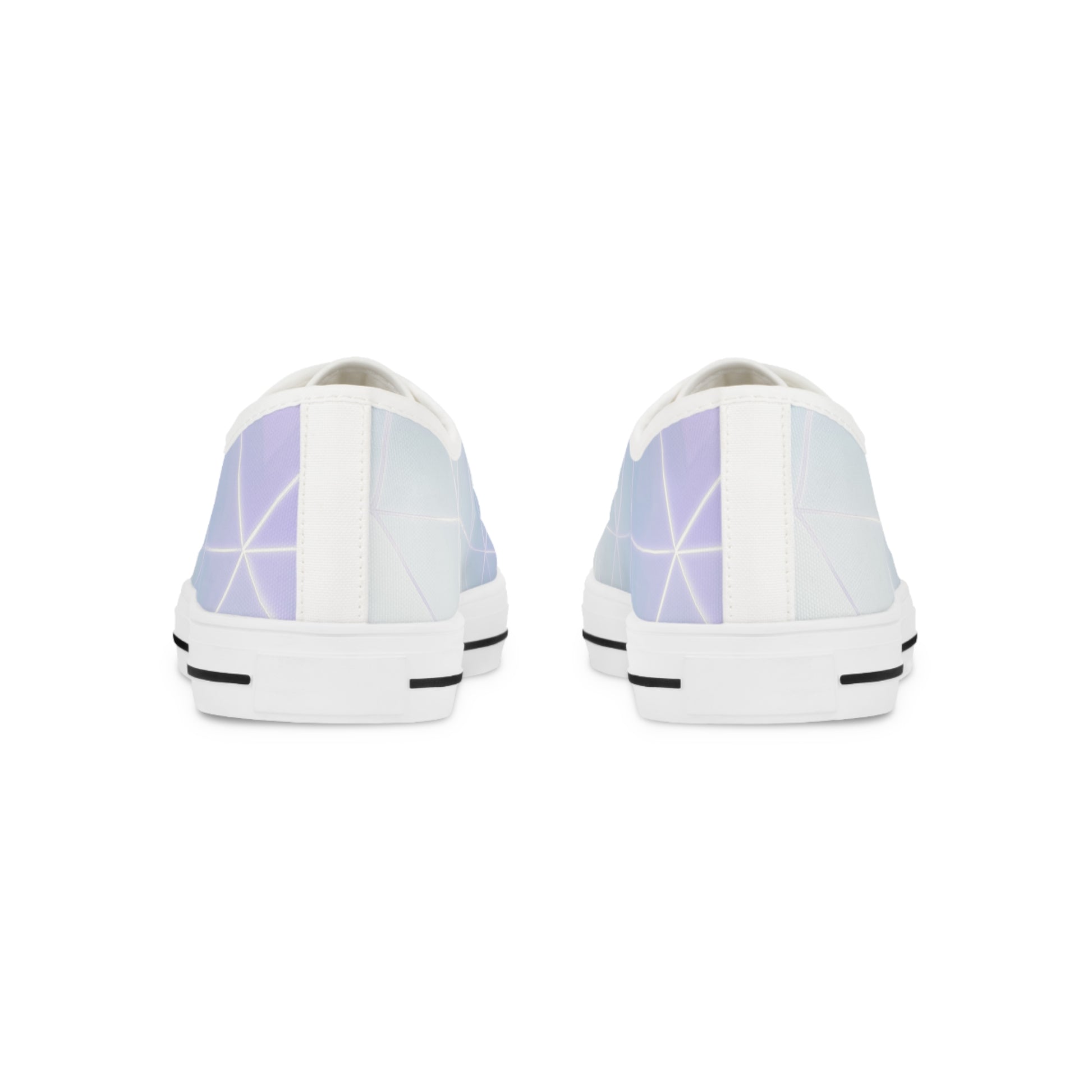 PJ Designs geometric pattern sneakers for men in pastel colors shown from the back view