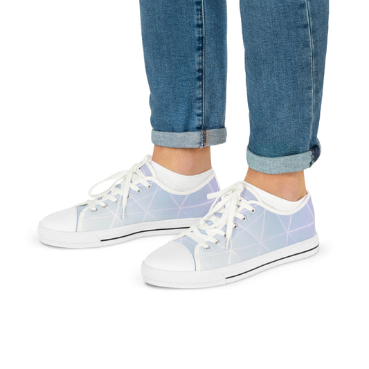 PJ Designs geometric pattern sneakers for men in white and light blue with laces and casual style