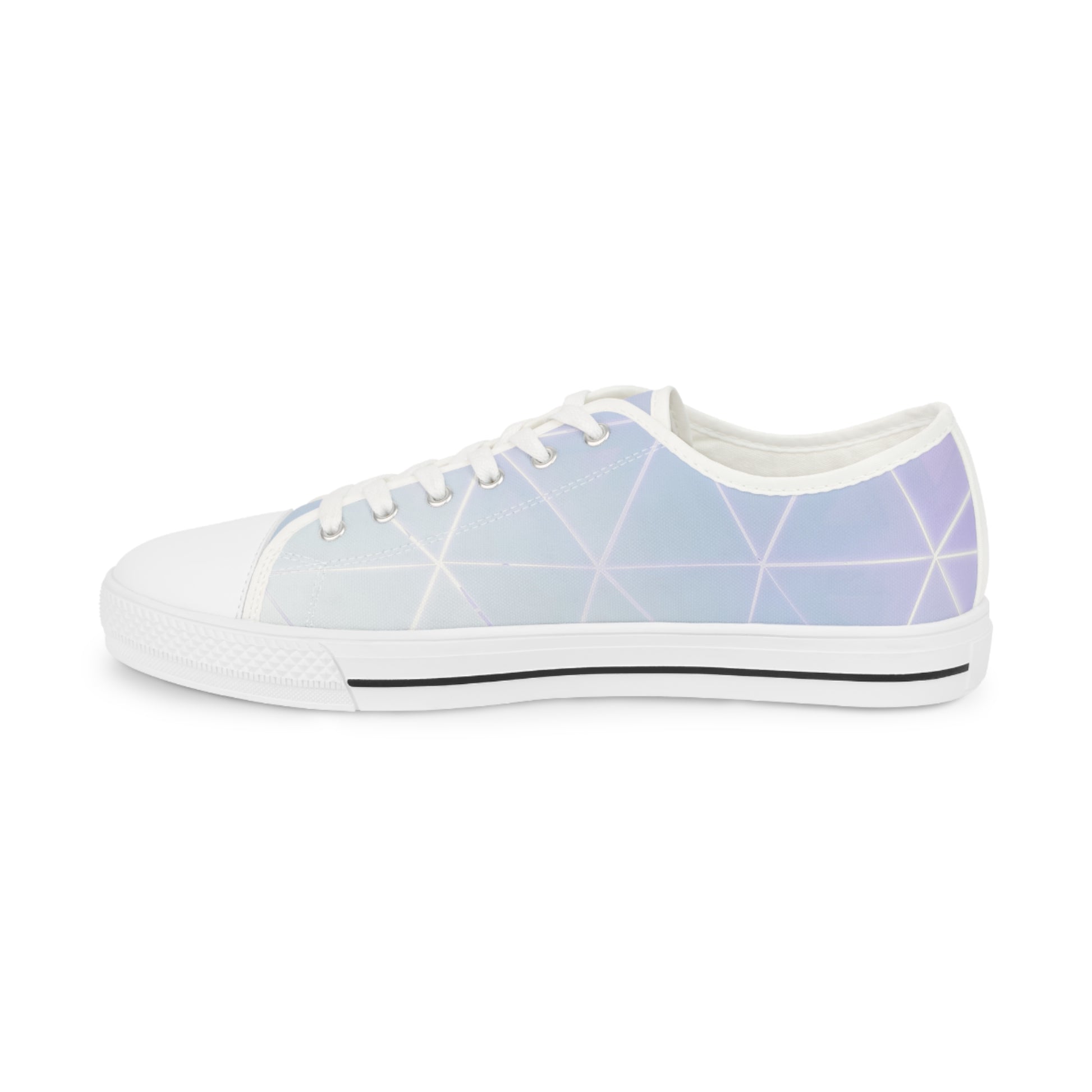 PJ Designs geometric pattern sneakers for men in white with light blue and purple accents