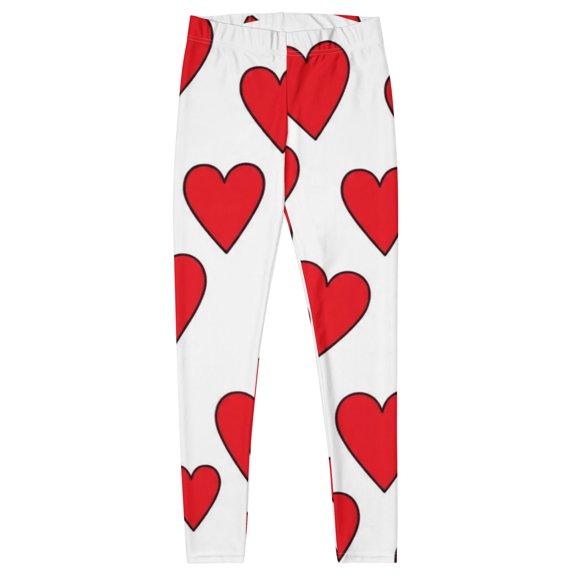 PJ Designs white heart print leggings with large red hearts all over perfect for casual wear