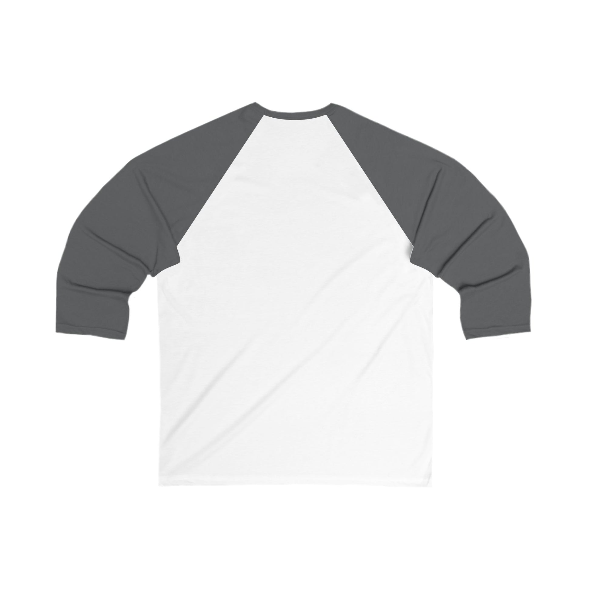 PJ Designs motivational 3/4 sleeve shirt with white body and dark gray sleeves back view