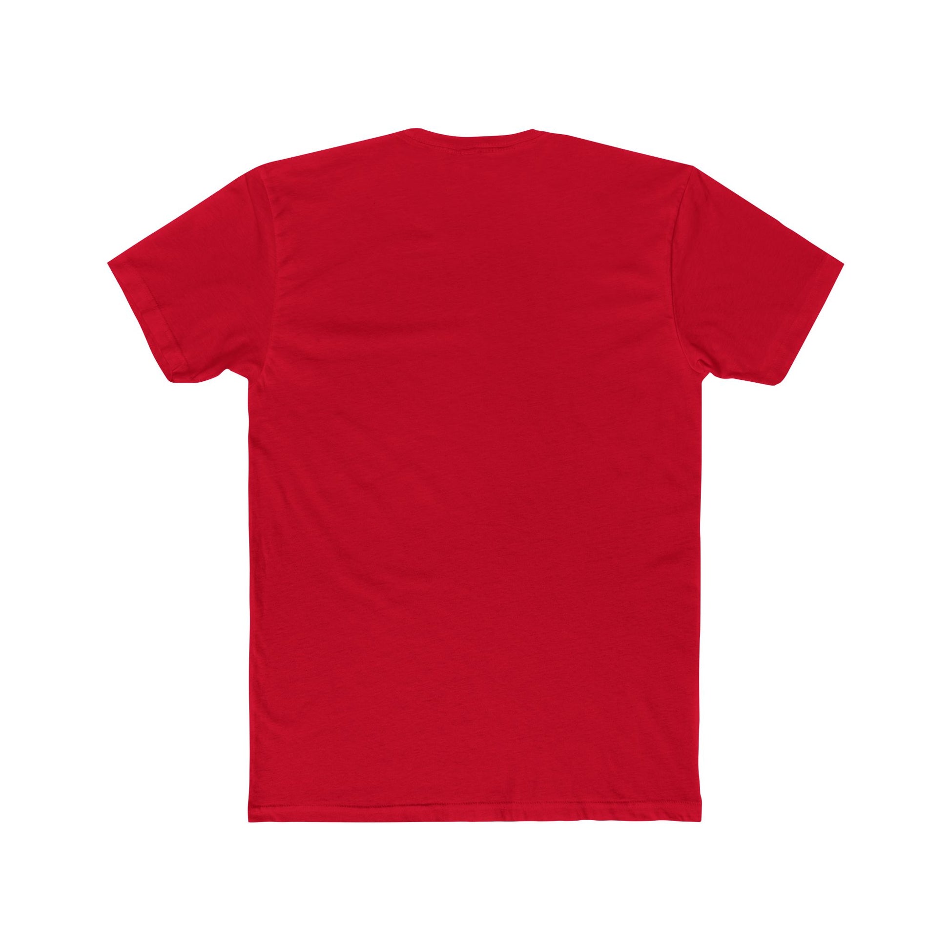 Printify red t shirt back view showing plain short sleeves and relaxed fit cotton crew neck dragon shirt