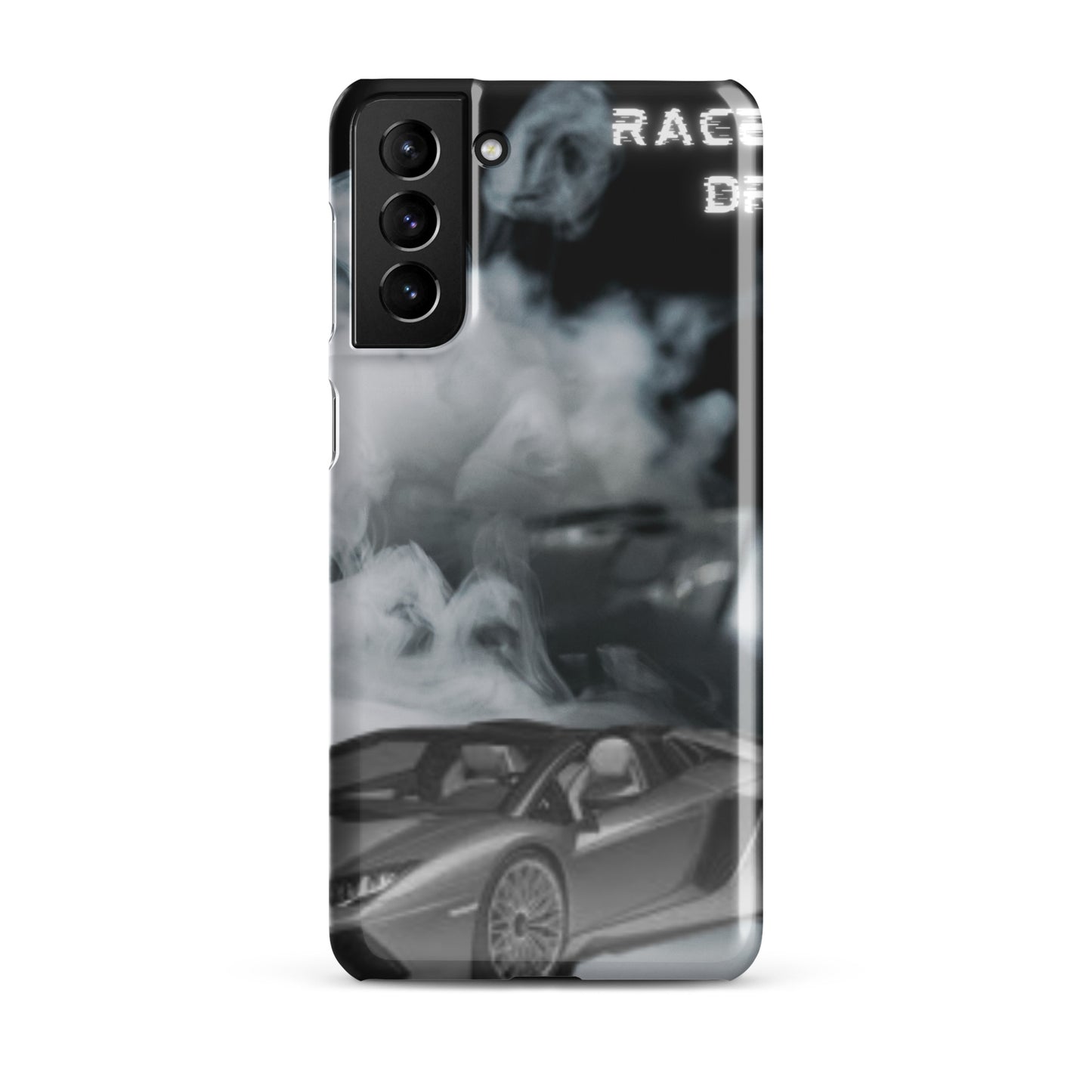 PJ Designs unique snap cases for Samsung Galaxy featuring a smoky sports car design phone case
