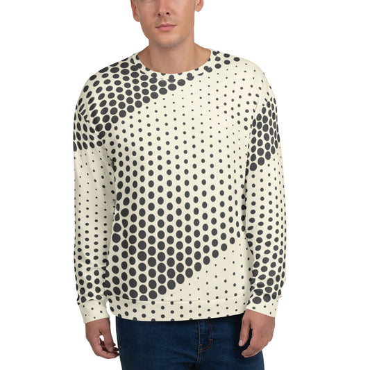 PJ Designs streetwear polka dot sweatshirt long-sleeve in cream and black with large dot pattern