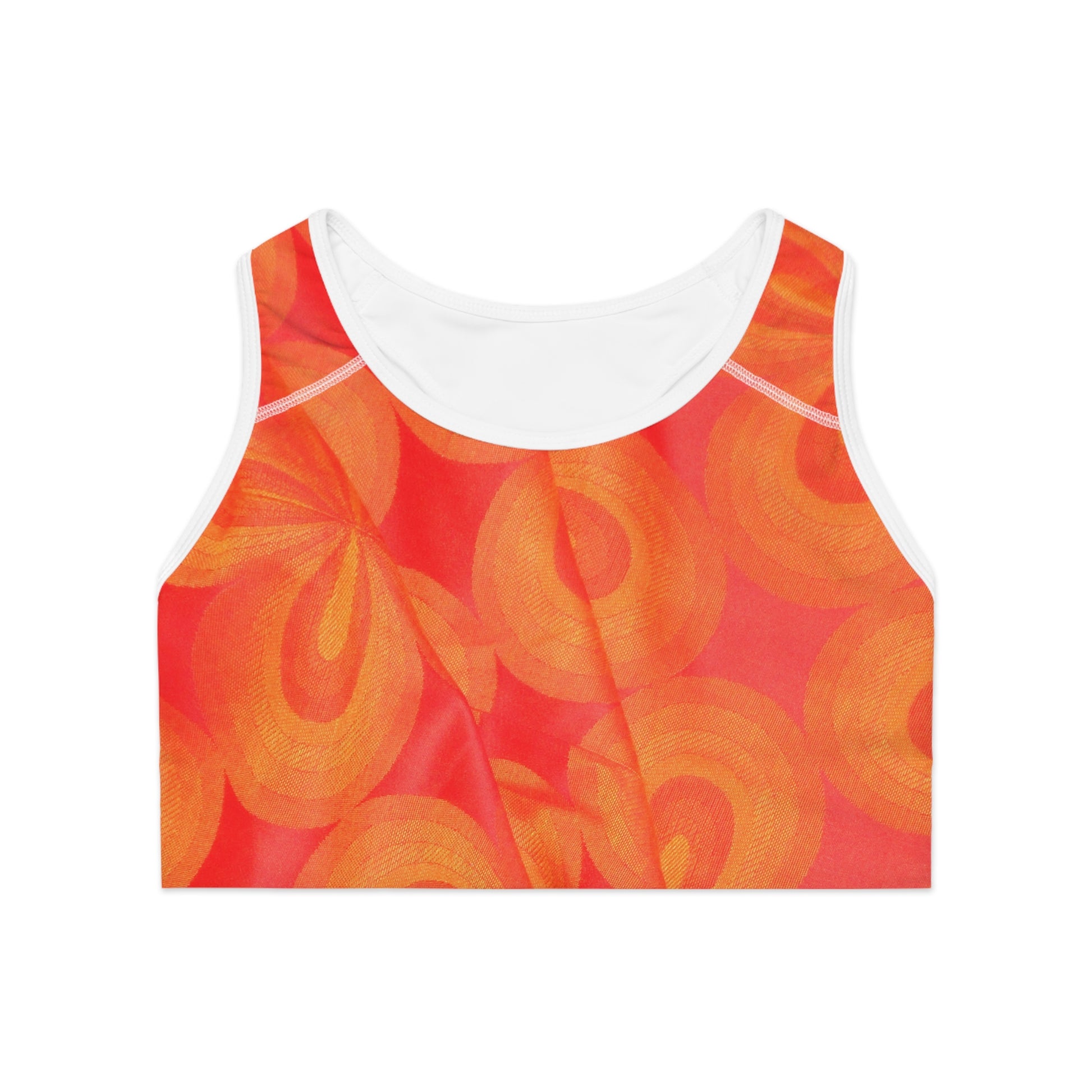 Printify all over prints summer fitness activewear top with orange circular pattern design
