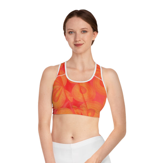 Printify all over prints summer fitness activewear top in vibrant orange with abstract design
