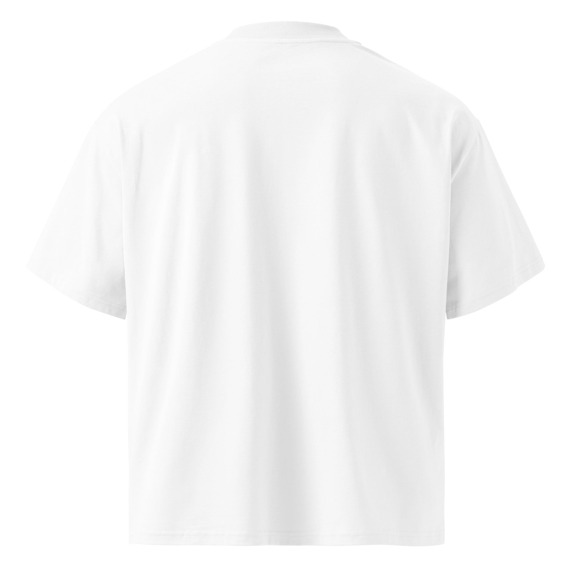 White PJ Designs sustainable unisex fashion shirt plain back view short sleeves
