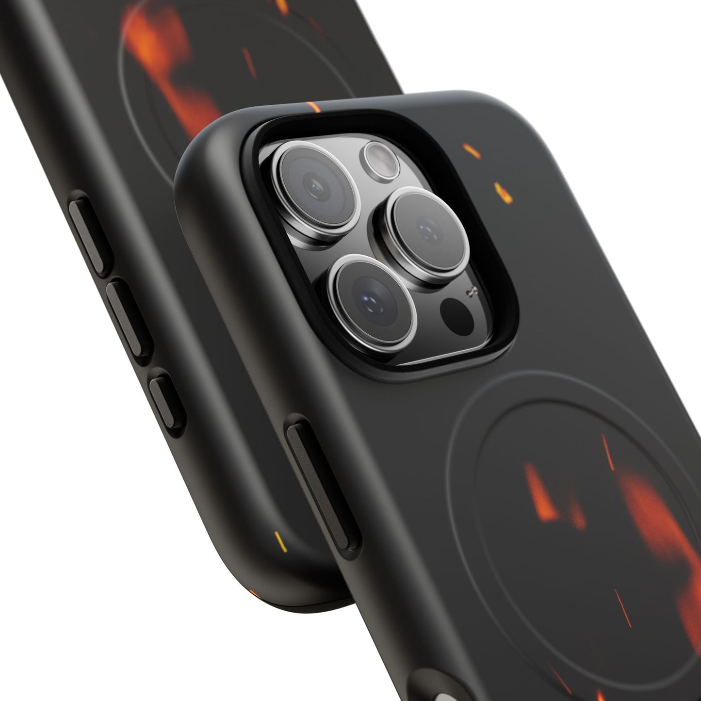 PJ Designs tough flame design phone case with black finish and protective camera cutout