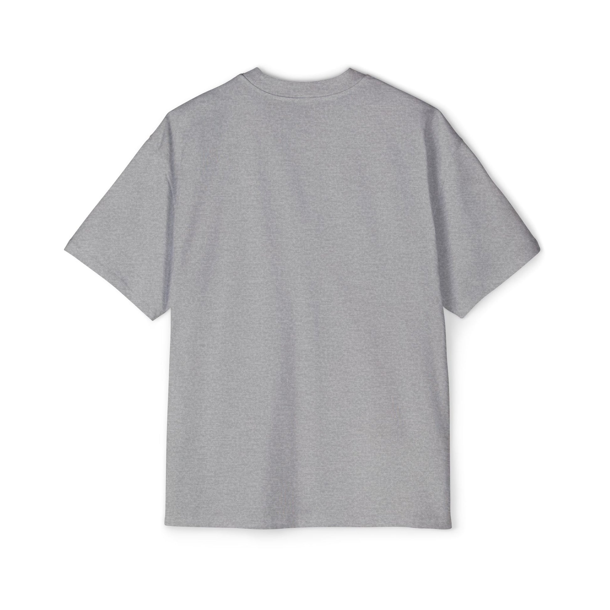 Back view of grey UK rap oversized tee by Printify with a relaxed fit and crew neck