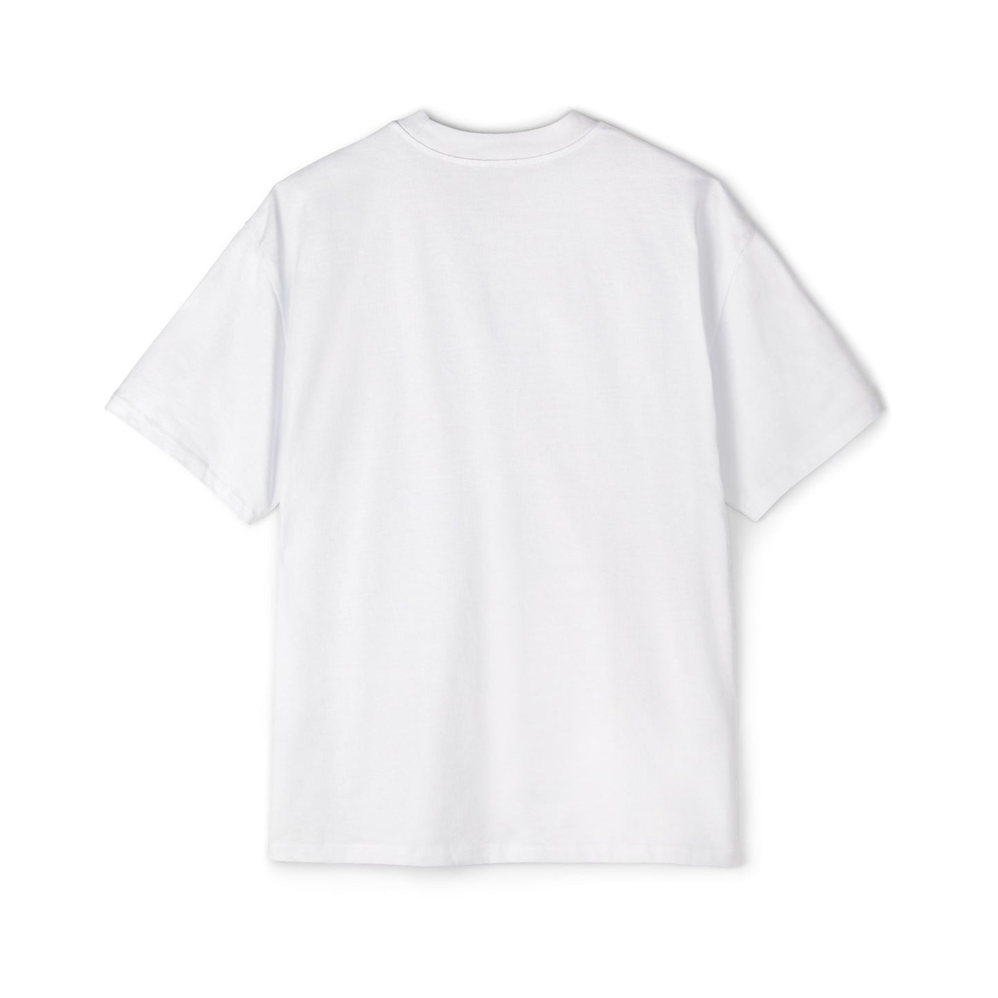 White blank UK rap oversized tee from Printify showing the back view with a relaxed fit