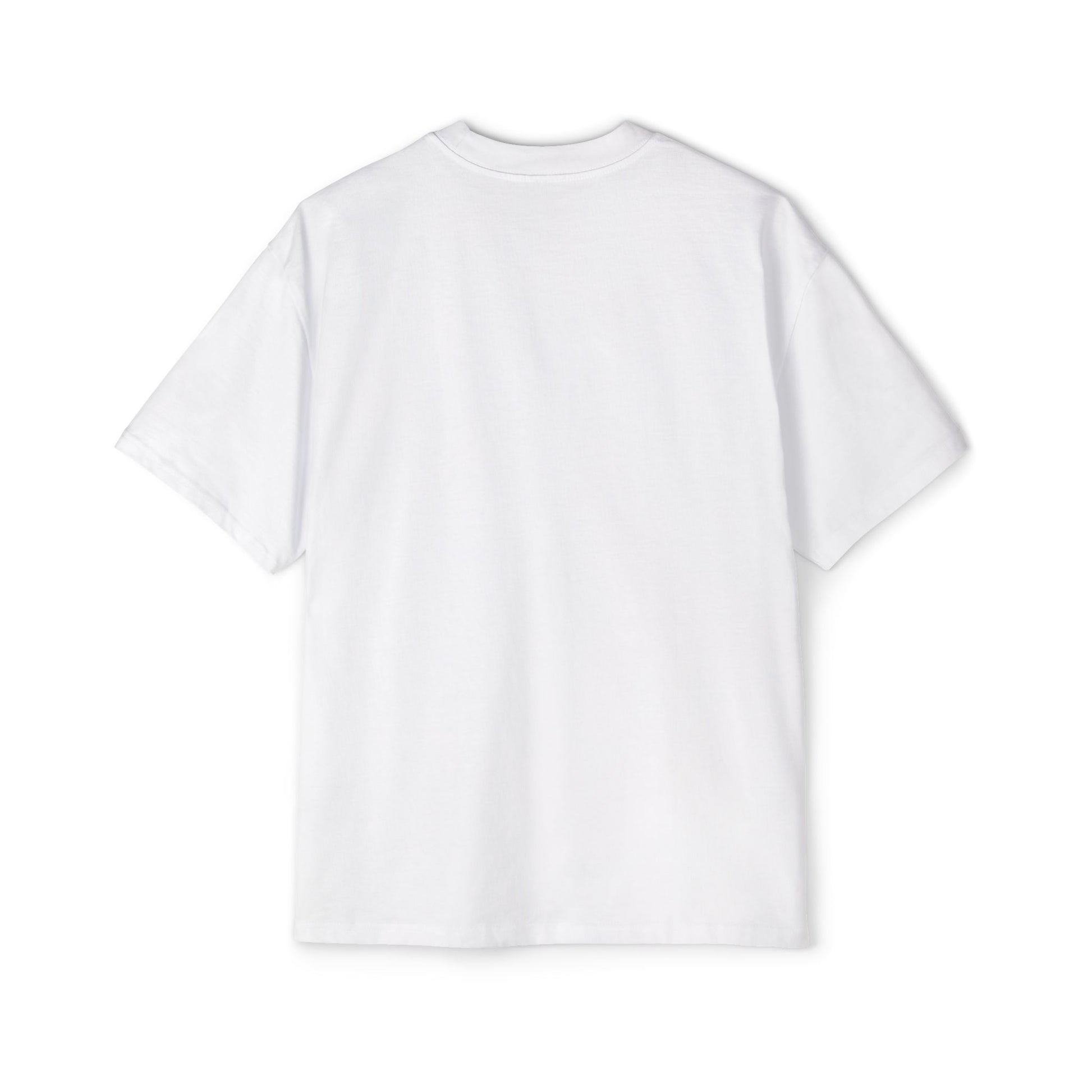 White blank UK rap oversized tee from Printify showing the back view with a relaxed fit