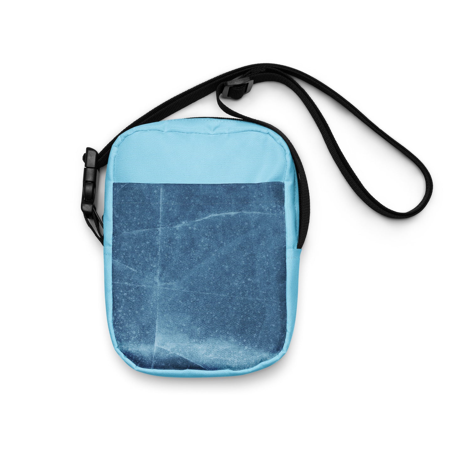 PJ Designs light blue and navy unisex streetwear bag with adjustable black strap