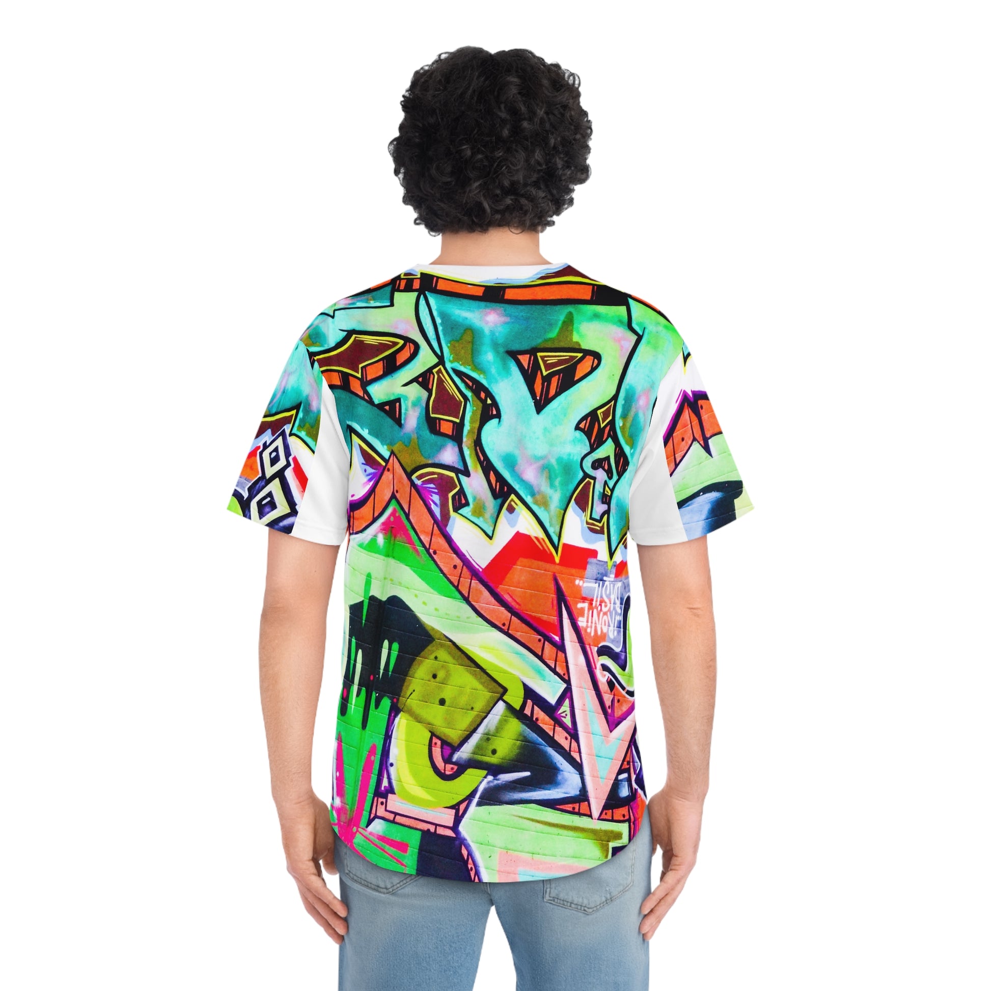 Printify urban streetwear sports shirt with colorful graffiti all over prints on back