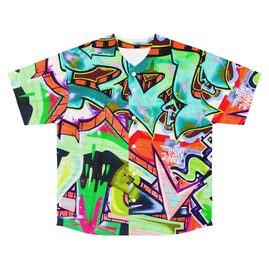 Printify urban streetwear sports shirt with colorful graffiti all over print design