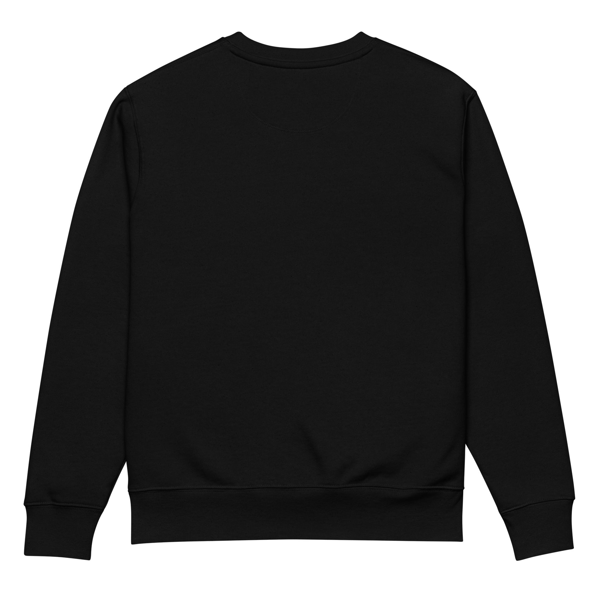 Black unisex crewneck sweatshirt for men and women with long sleeves and ribbed cuffs by PJ Designs