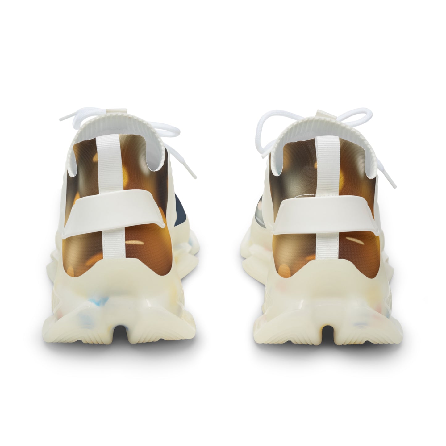 PJ Designs versatile men's streetwear shoes showing rear view with white laces and cushioned soles