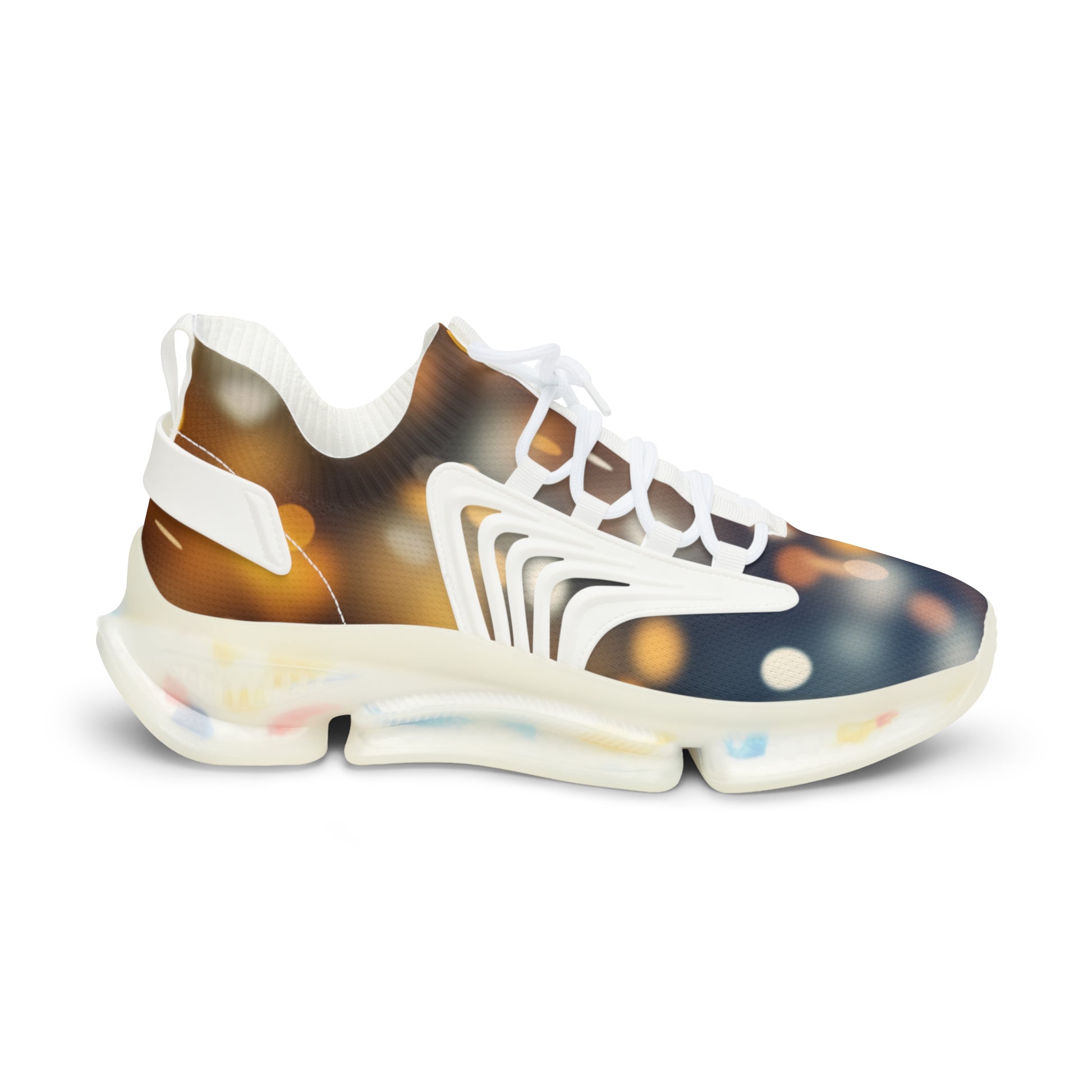PJ Designs versatile men's streetwear shoes with a futuristic design and light-up sole in white