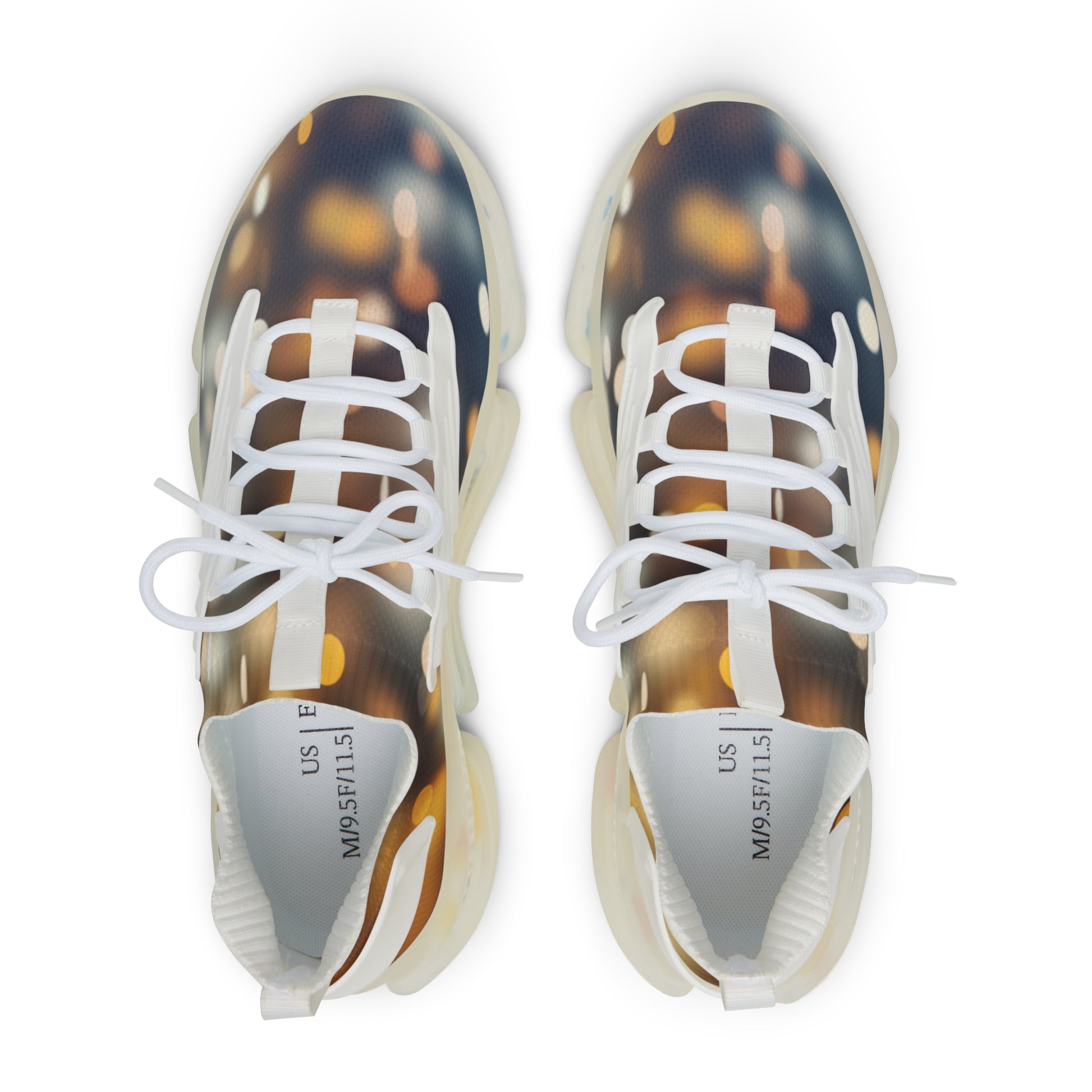 PJ Designs versatile men's streetwear shoes with white laces and abstract multicolor upper design