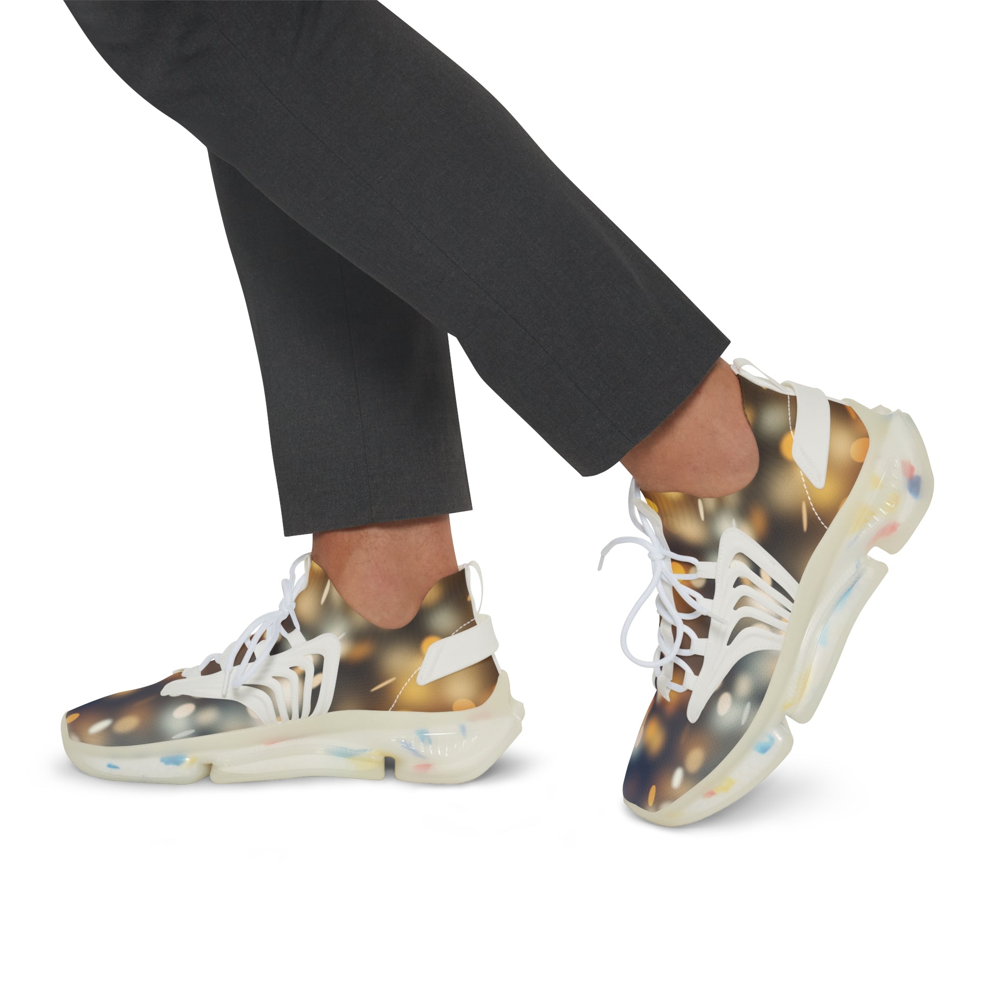 PJ Designs versatile men's streetwear shoes with a modern light-up sole and white laces