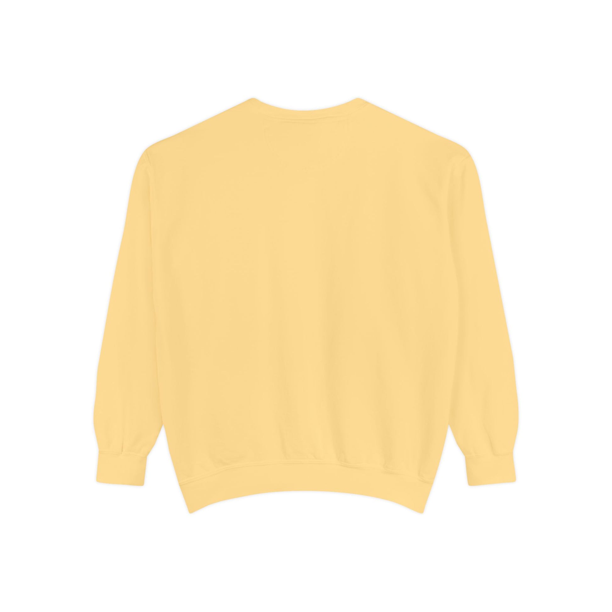 Printify back view pale yellow crewneck unisex animal lover sweatshirt with long sleeves ribbed cuffs and hem